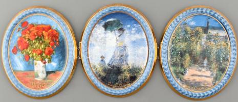 Goebel Artis Orbis Claude Monet sorozat 3 porcelán kép. Matricás, jelzett, hibátlan. 13x11 cm