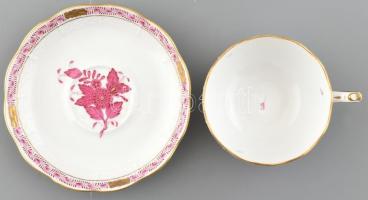 Herendi Apponyi mintás teás csésze aljjal Kézzel festett, jelzett, hibátlan