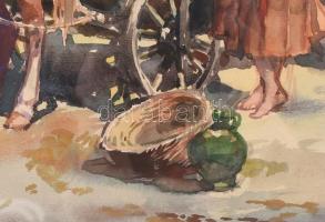 Wallburg Egon (Zórád Ernő) (Balassagyarmat, 1911 - Budapest, 2004) - Piaci jelenet Akvarell, papír 4...