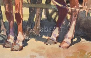 Wallburg Egon (Zórád Ernő) (Balassagyarmat, 1911 - Budapest, 2004) - Piaci jelenet Akvarell, papír 4...