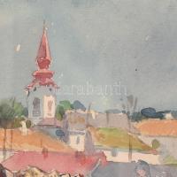 Wallburg Egon (Zórád Ernő) (Balassagyarmat, 1911 - Budapest, 2004) - Piaci jelenet Akvarell, papír 4...