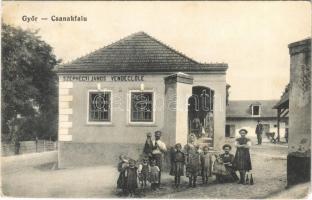 1915 Csanakfalu, Ménfőcsanak (Győr); Széphegyi János vendéglője, étterem, gyerekek (EM)