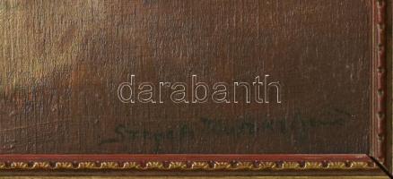 Szepesi Kuszka Jenő jelzéssel: Malom. Olaj, falemez. Kissé sérült fa keretben. 21,5x26,5 cm