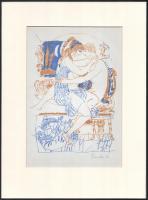 Reich Károly (1922-1988): Erotikus illusztráció, nyomat paszpartuban, utólagos jelzéssel, 23x15 cm