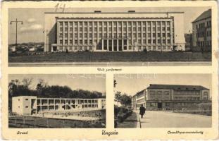 1940 Ungvár, Uzshorod, Uzhhorod, Uzhorod; Volt parlament, strand, fürdőzők, csendőrparancsnokság / former parliament, beach, bathers, gendarmerie headquarters (EK)