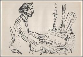 Rippl-Rónai József (1861-1927): Magányos vándor. Cinkográfia, papír, jelzett a cinkográfián, paszpar...