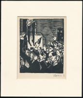 Kondor Béla (1931-1972): Akasztás. Fametszet, papír, paszpartuban, utólagos jelzéssel, 13,5×11 cm