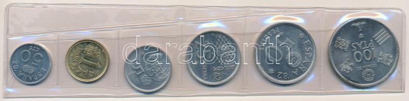 Spanyolország 1980. 50c-100P (6xklf) 1982 Világbajnokság forgalmi sor fóliatokban T:1  Spain 1980. 50 Centimos - 100 Pesetas (6xdiff) World Cup 1982 coin set in foil wrapper C:UNC