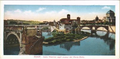 Roma, Rome; Isola Tiberina cogli avanzi del Ponte Rotto / Tiber Island with the remains of the Broken Bridge (14 cm x 7 cm)