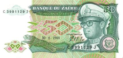 Kongó-Zaire 1985-1995. 10 klf bankjegy T:I