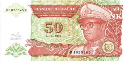 Kongó-Zaire 1985-1995. 10 klf bankjegy T:I