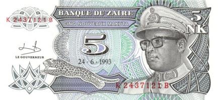 Kongó-Zaire 1985-1995. 10 klf bankjegy T:I