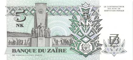 Kongó-Zaire 1985-1995. 10 klf bankjegy T:I