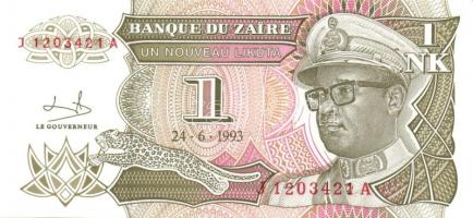 Kongó-Zaire 1985-1995. 10 klf bankjegy T:I