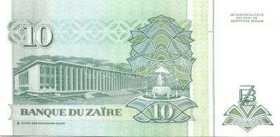 Kongó-Zaire 1985-1995. 10 klf bankjegy T:I