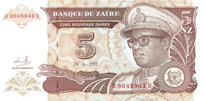 Kongó-Zaire 1985-1995. 10 klf bankjegy T:I