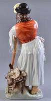 Herendi búsuló juhász, kézzel festett, jelzett (125. jubileum), pipán lepattanás m: 29,5 cm