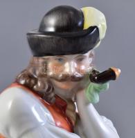 Herendi búsuló juhász, kézzel festett, jelzett (125. jubileum), pipán lepattanás m: 29,5 cm