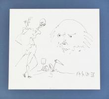Pablo Picasso (1881-1973): Absztrakt. Nyomat, papír, paszpartuban, jelzés nélkül, 24×27 cm