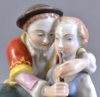 Herendi enyelgő pár, kézzel festett, jelzett, hibátlan. Ritka! 16x17,5 cm