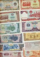 Kambodzsa, Laosz, Vietnam (Észak-, Kél-, Egyesült) 66 klf modern bankjegy T:I, I- II+(néhány)
