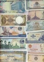 Kambodzsa, Laosz, Vietnam (Észak-, Kél-, Egyesült) 66 klf modern bankjegy T:I, I- II+(néhány)