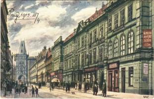 1915 Praha Prag; Hibernergasse / street. Künstlerpostkarten d. akad. Malers s: Valc