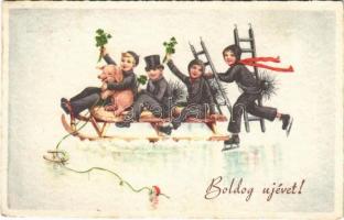 1939 Boldog újévet! Szánkózó kéményseprők / New Year, sledding chimney sweepers