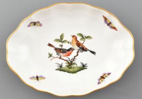 Herendi Rotschild mintás porcelán tálka. Kézzel festett, jelzett, minimális kopással 18x14 cm