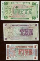 Nagy-Britannia 1950-es, 60-as, 70-es évek katonai bankjegyek 6 klf T:I