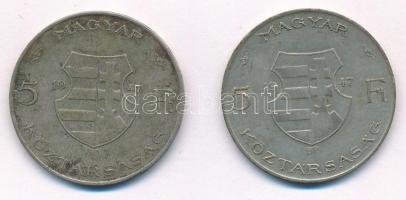 1947. 5Ft Ag "Kossuth" (2x) T:2-,3 patina
Adamo F8.1