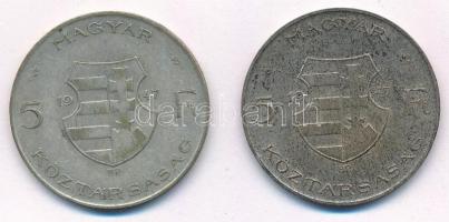 1947. 5Ft Ag "Kossuth" (2x) T:2-,3 patina
Adamo F8.1