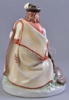 Zsolnay furulyázó juhász figura. Kézzel festett, jelzett, hibátlan. m: 24,5 cm