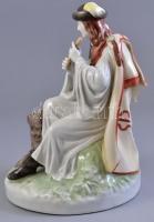 Zsolnay furulyázó juhász figura. Kézzel festett, jelzett, hibátlan. m: 24,5 cm