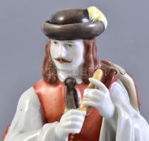 Zsolnay furulyázó juhász figura. Kézzel festett, jelzett, hibátlan. m: 24,5 cm
