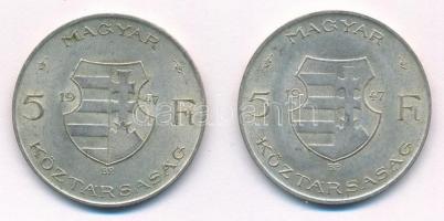 1947. 5Ft Ag "Kossuth" (2x) T:2-,3
Adamo F8.1