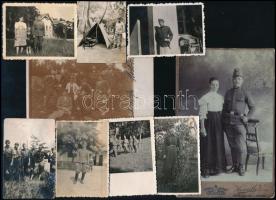 cca 1900-1944 Katonai fotó tétel, 9 db, 6,5×5,5 és 16×11 cm közötti méretekben