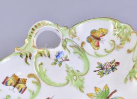 Herendi Viktória mintás porcelán tál. Kézzel festett, jelzett, hibátlan. 15x17 cm