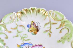 Herendi Viktória mintás porcelán tál. Kézzel festett, jelzett, hibátlan. 15x17 cm