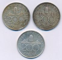 1992. 200Ft Ag "MNB" + 1993. 200Ft Ag "MNB" + 1994. 200Ft Ag "Deák" T:...