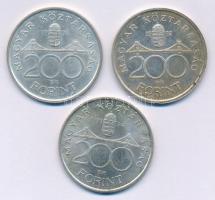 1992. 200Ft Ag "MNB" + 1993. 200Ft Ag "MNB" + 1994. 200Ft Ag "Deák" T:...