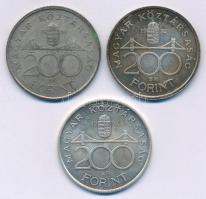 1992. 200Ft Ag "MNB" + 1993. 200Ft Ag "MNB" + 1994. 200Ft Ag "Deák" T:...