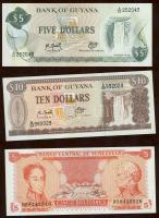 Guyana + Venezuela 3 klf modern bankjegy T:I