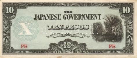 Japán megszállások / Kelet-Ázsia II. vh. 10 klf bankjegy T:I, I-, II(2x)