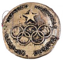 Olasz olimpiai emlék. Bronzírozott vas dombormű Greco jelzéssel. d: 20 cm