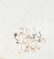 Orosz János (1932-2019): Nagy Asszonyok, Róma, 1965. Golyóstoll, tus, papír, jelzett. Alatta autográ...