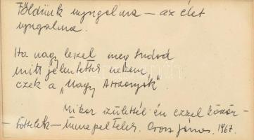 Orosz János (1932-2019): Nagy Asszonyok, Róma, 1965. Golyóstoll, tus, papír, jelzett. Alatta autográ...