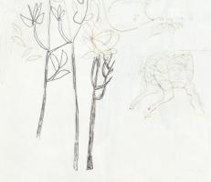 Orosz János (1932-2019): Nagy Asszonyok, Róma, 1965. Golyóstoll, tus, papír, jelzett. Alatta autográ...