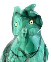 Malachit bagoly figura. 9 cm