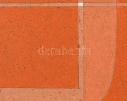 K. Kovács Imre (1944-): Kompozíció narancsban. Olaj, ceruza, farost. Jelzett. Fa keretben. 61x59 cm